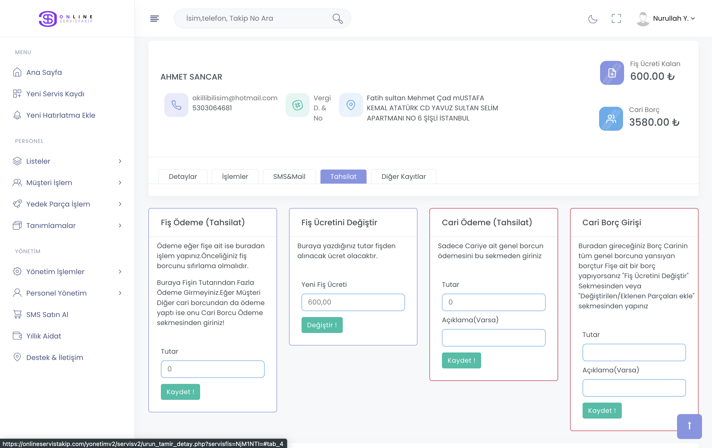 Teknik servis Programı